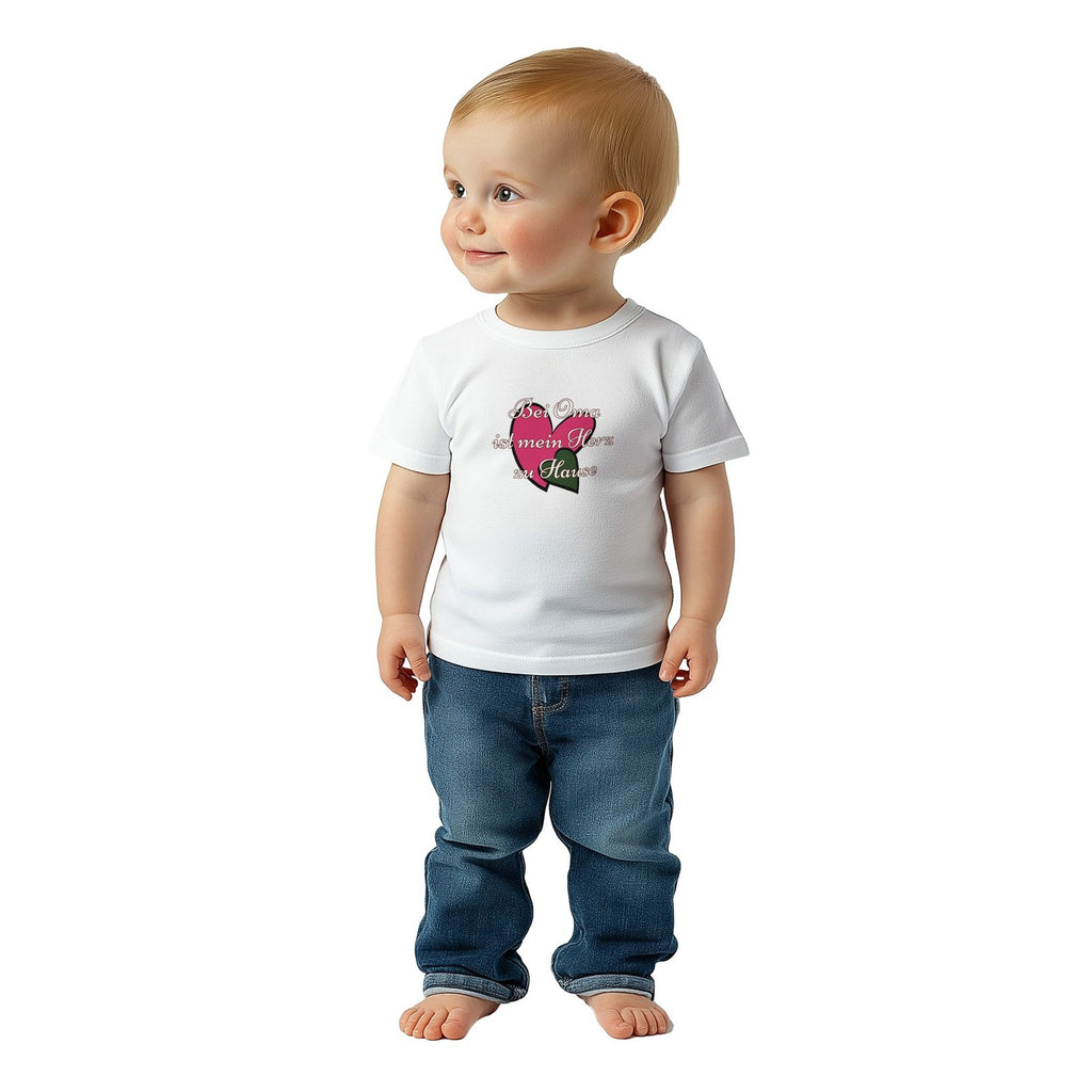 Baby T-Shirt Baumwolle | „Bei Oma ist mein Herz zu Hause“