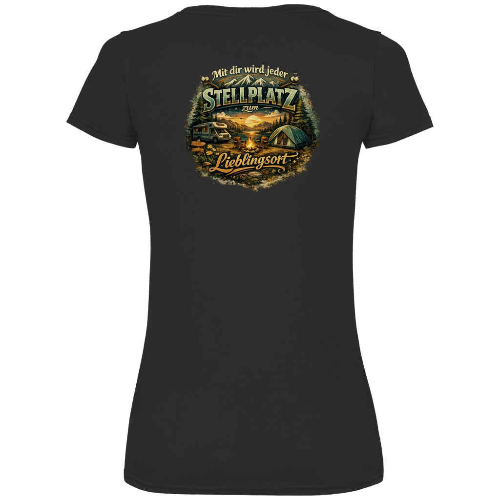 Damen Premium V-Neck T-Shirt – Mit dir wird jeder Stellplatz zum Lieblingsort