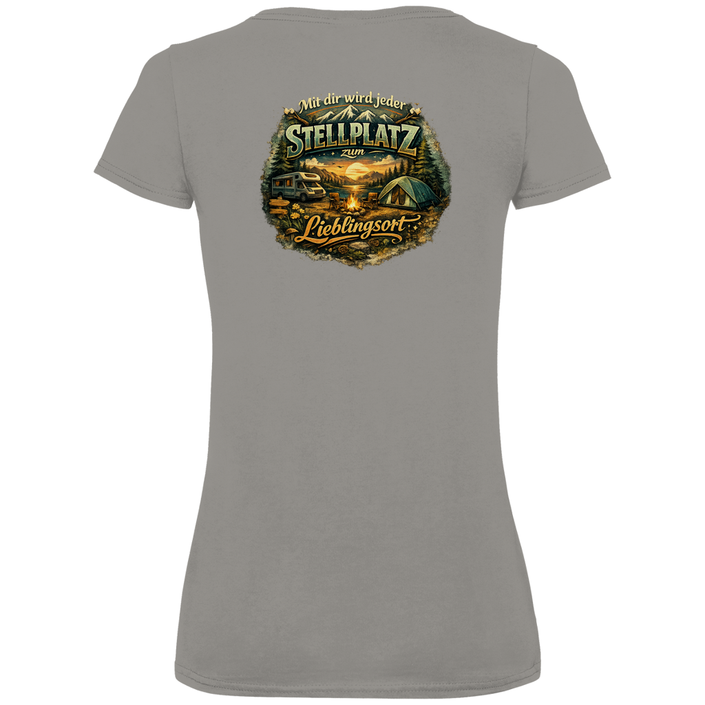 Damen Premium V-Neck T-Shirt – Mit dir wird jeder Stellplatz zum Lieblingsort