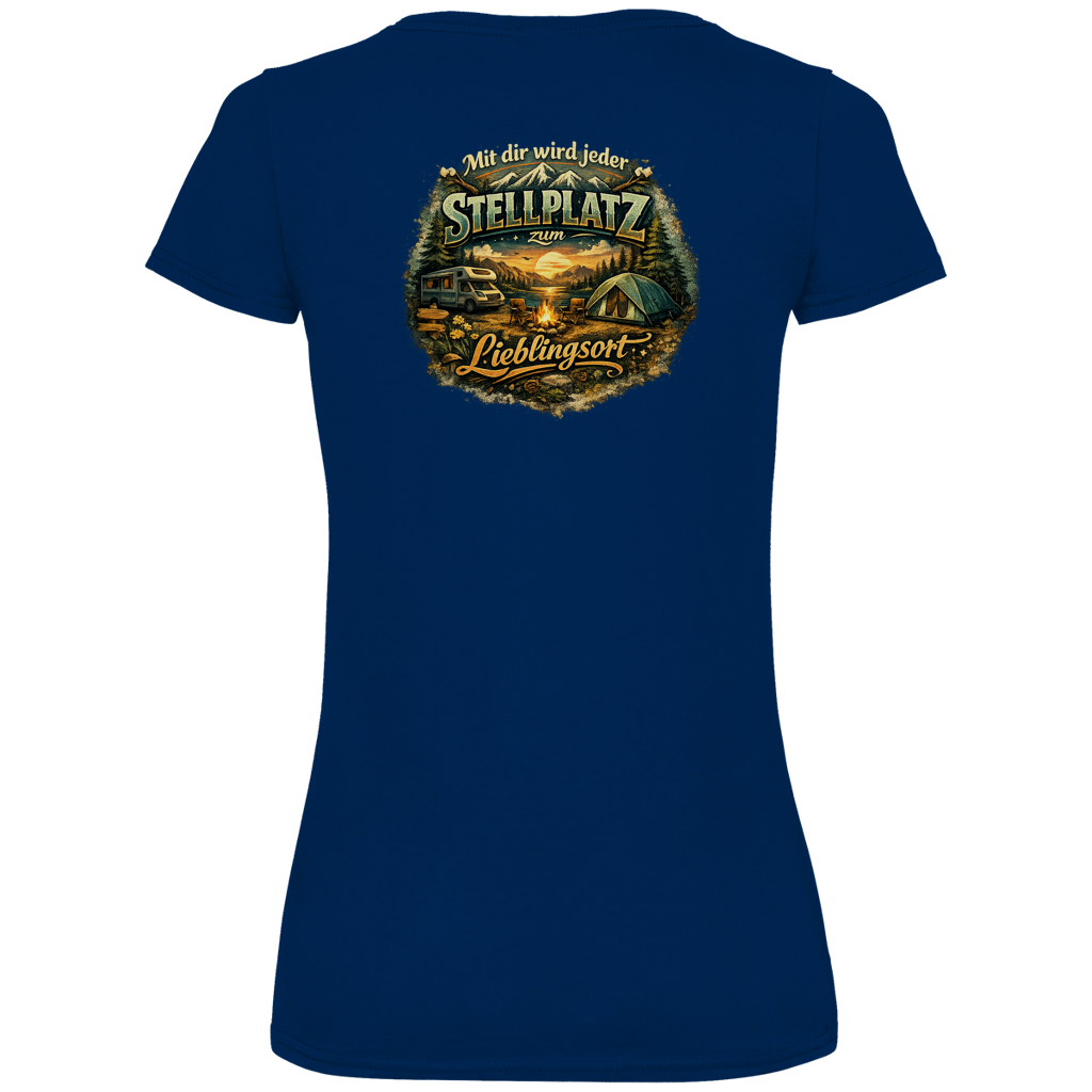 Damen Premium V-Neck T-Shirt – Mit dir wird jeder Stellplatz zum Lieblingsort