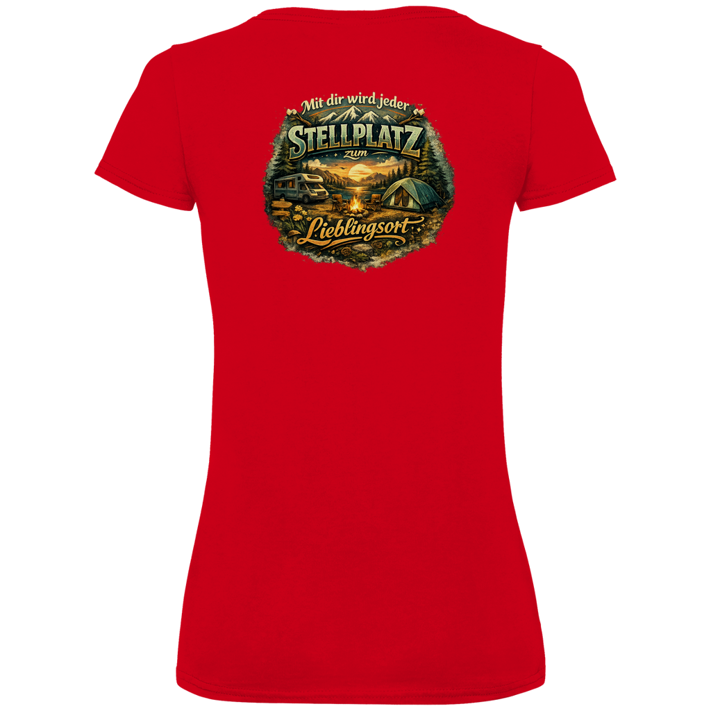 Damen Premium V-Neck T-Shirt – Mit dir wird jeder Stellplatz zum Lieblingsort