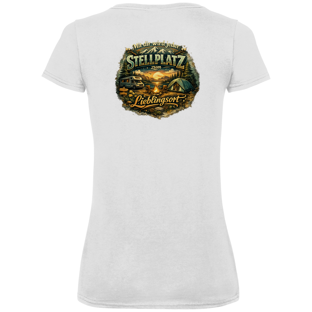 Damen Premium V-Neck T-Shirt – Mit dir wird jeder Stellplatz zum Lieblingsort