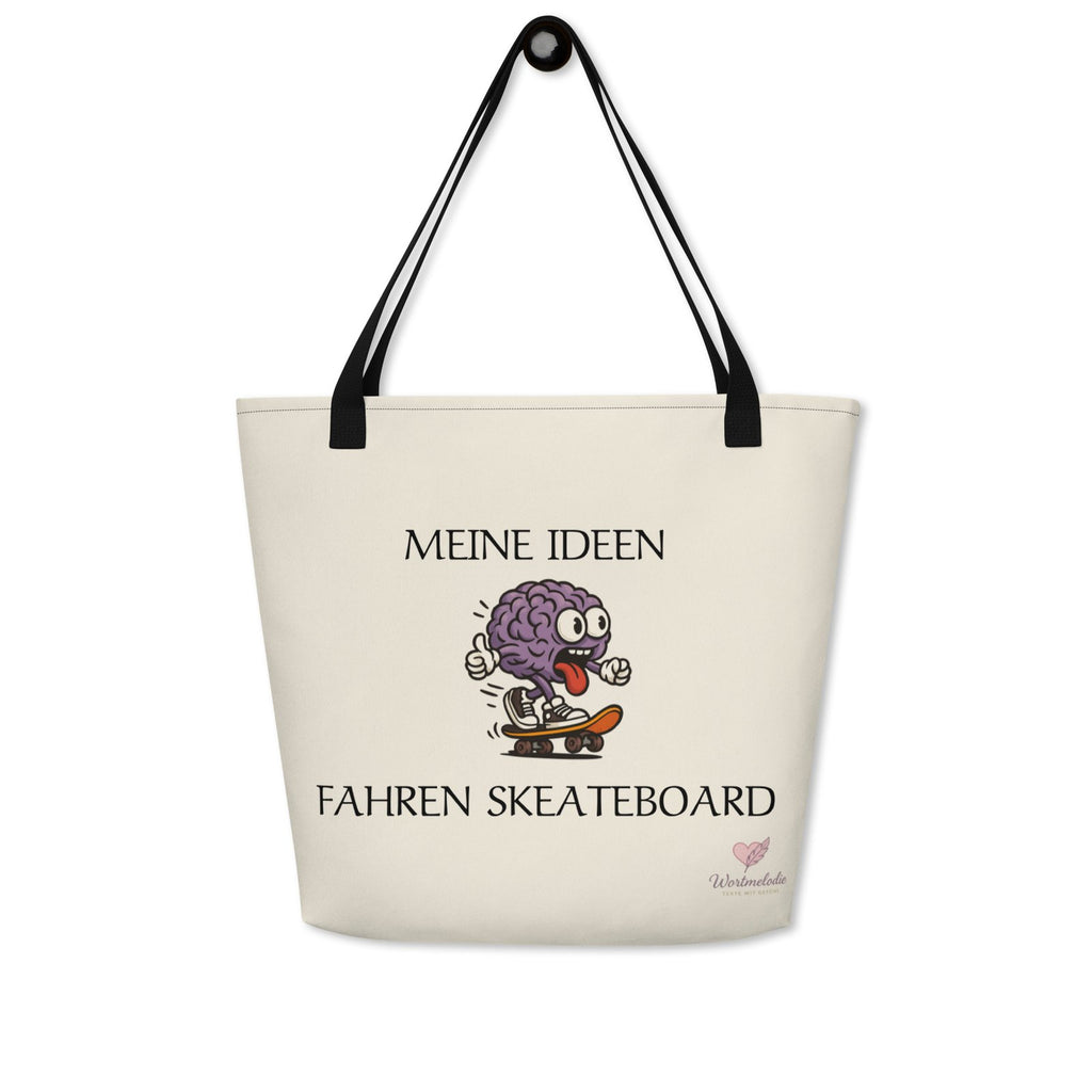 Großer Stoffbeutel Tasche – MEINE IDEEN FAHREN SKATEBOARD Stylisch. Stabil. Und ganz viel Platz für deine Gedanken.