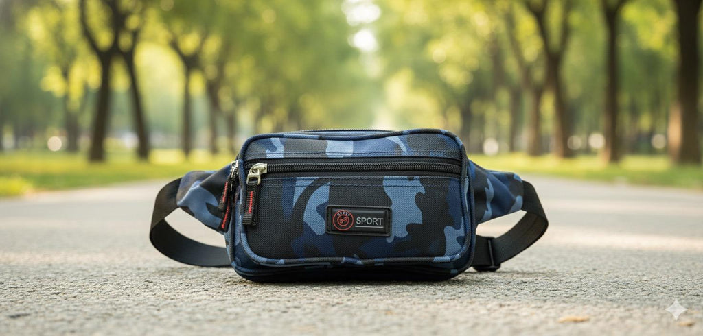 Camouflage Gürteltasche „Wortmelodie“ – 4 Fächer & verstellbarer Gurt