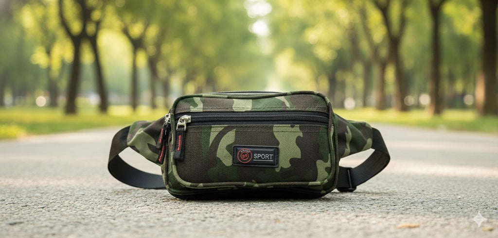 Camouflage Gürteltasche „Wortmelodie“ – 4 Fächer & verstellbarer Gurt